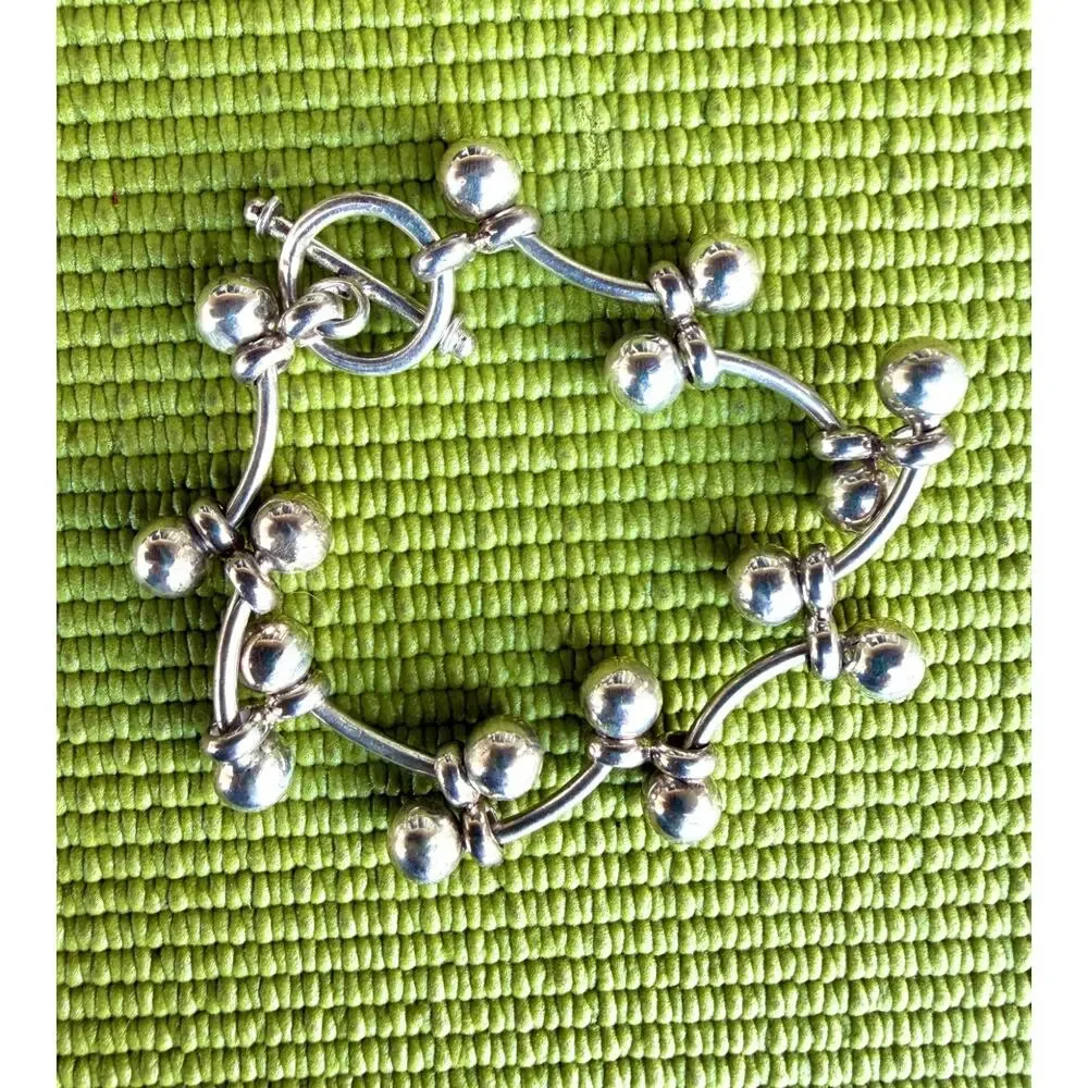 Vintage Peru 950 Sterling Silver Sphere Berry Chain Link Bracelet 8